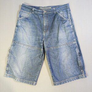 Y2K Fishbone wide long leg jean short men's size XXL denim blue